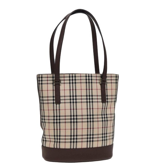 BURBERRY Nova Check Tote Bag Canvas Beige Auth yk13282 - Picture 1 of 16